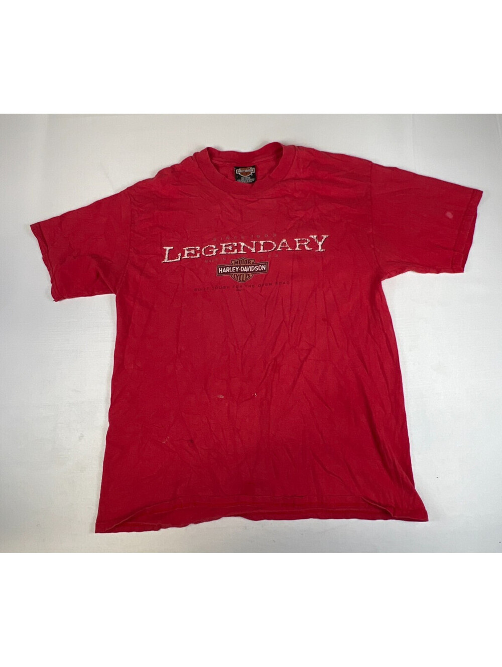 Harley Davidson Mens L Red Legendary Built Tough Graphic T-Shirt